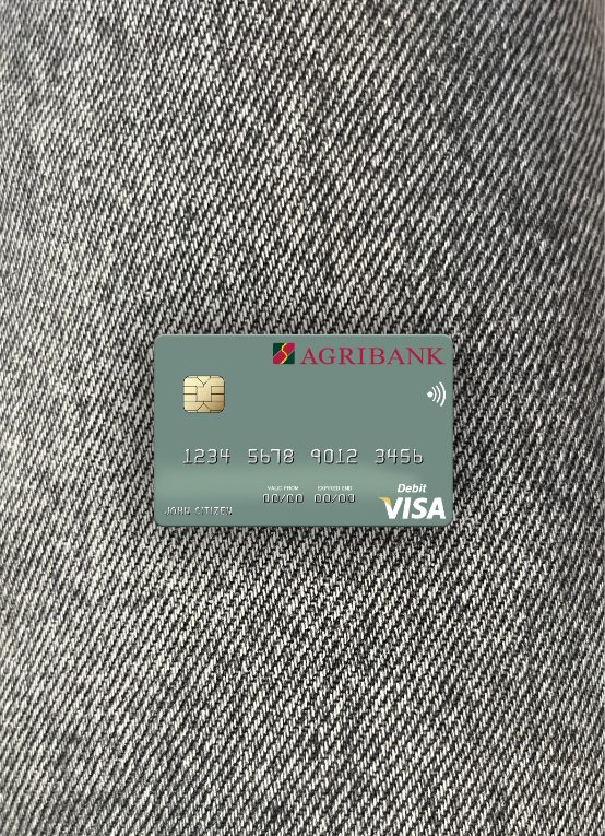 Download Vietnam Agribank visa debit card photolook front Photoshop template